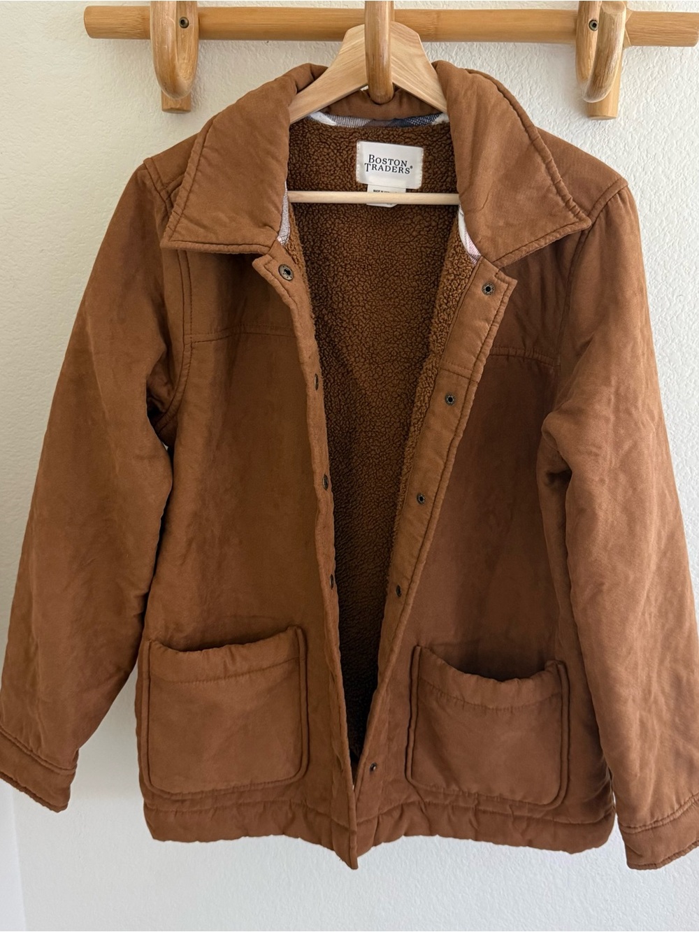 Boston Traders boho trucker chore barn Faux Suede Jacket Coat Sherpa gorpocore